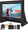 An inflatable movie screen displaying a soccer game, with accessories laid out below. Anteprima dell’immagine prodotto