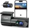 A dashcam and its associated smartphone app are displayed against a white background. Produktbild-Vorschau