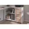 Bureau d'angle à 3 tiroirs - ESSENTIEL - Blanc/décor chêne Voir les images du produit 3