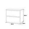 A line drawing of a cabinet with dimensions indicated. Produktbild-Vorschau