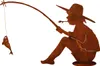 Gartenfigur Angler Manni mit Fisch 60x90cm auf Platte Produktbild-Vorschau 2