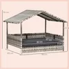PawHut Rattan Hundehaus Hundebett mit Kissen Hausform Produktbild-Vorschau 3