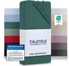 A stack of folded fitted sheets in various colors, with a prominent green sheet in the foreground displaying brand and product information. Anteprima dell’immagine prodotto