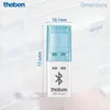 A close-up marketing image of a Theben Bluetooth OBELISK top3 dongle, with dimensions indicated. Voir les images du produit