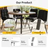 A round dining table with chairs, with close-up insets highlighting product features. Anteprima dell’immagine prodotto