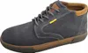 A single gray suede chukka boot with brown accents and a brown sole is shown against a white background. Voir les images du produit