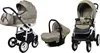 A collage of three baby travel system components: a bassinet stroller, a car seat, and a stroller seat. Produktbild-Vorschau