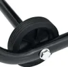 Close-up view of a black wheel attached to a metal frame with a bolt. Voir les images du produit