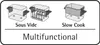 An illustration showing two different modes of operation for a multifunctional cooking device: Sous Vide and Slow Cook. Produktbild-Vorschau