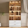 Merax Glasvitrine mit 2 Schubladen, mit LED, Hochschrank, Produktbild-Vorschau 4