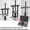 A collage of images showing a bearing puller set and its components, with German text below. Produktbild-Vorschau