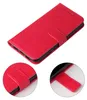 A red floral flip phone case is shown against a white background. Two close-up insets show the clasp and strap detail. Produktbild-Vorschau