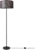 A floor lamp with a patterned lampshade is shown against a white background. Produktbild-Vorschau