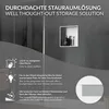 A product advertisement showing a built-in shower niche with informational text and graphics. Náhled obrázku produktu