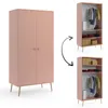 Kombinierter Kleiderschrank 100 cm NILSA - rosa/braun Produktbild-Vorschau 3