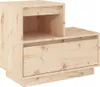 A light wood nightstand with a drawer and an open shelf. Produktbild-Vorschau