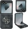 A collage of images showing a black Guess flip phone case from different angles. Podgląd zdjęcia produktu