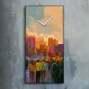 Dekor Leinwand Uhr Wandbilder Quarz 30x60 Stadt Menschen Produktbild-Vorschau 2