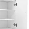 Interior view of a white cabinet with shelves and hinges. Anteprima dell’immagine prodotto