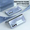 Two blue phone cases with stands are displayed on a light blue and white background. Produktbild-Vorschau