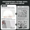 Comparison of materials used in a tatami sofa, highlighting the benefits of the product's materials versus inferior alternatives. Produktbild-Vorschau