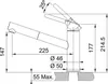 Technical drawing of a kitchen faucet with dimensions and angles indicated. Produktbild-Vorschau