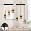 Two pendant light fixtures are shown with dimensions and descriptive text. The background is a blurred interior scene. Anteprima dell’immagine prodotto