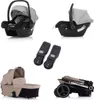 A collage of images showing different components of a baby travel system. Produktbild-Vorschau