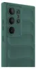 A close-up view of the back of a green phone case with a camera cutout. Produktbild-Vorschau