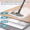 A steam mop head is shown cleaning different floor surfaces, illustrating its versatility. Náhled obrázku produktu