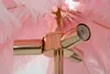 Lampa podłogowa z kloszem z piór i 3 źródłami światła, Podgląd zdjęcia produktu 4
