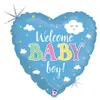 18"/Ø46cm Herz Folienballon "Welcome Baby Boy" Produktbild-Vorschau 1