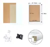 Collage of images showing frame components, dimensions, and accessories. Produktbild-Vorschau