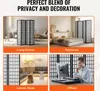 A collage of four images showing a room divider in different settings: a living room, a bedroom, a leisure area, and an office. The text "PERFECT BLEND OF PRIVACY AND DECORATION" is at the top. Voir les images du produit