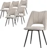 A set of six beige dining chairs with black metal legs, with one chair prominently displayed in the foreground. Produktbild-Vorschau