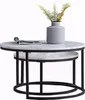Tiema 2er Set Couchtisch Beistelltisch Rund 80 x 45 cm & 60 Produktbild-Vorschau 5