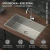 ML-Design kuchynský drez s odtokom a prepadom, strieborný, Náhľad obrázku produktu 2