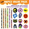 JOYIN 108-teiliges Halloween-Bleistifte mit Radiergummis, Produktbild-Vorschau 2
