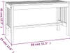 A line drawing of a wooden bench with dimensions indicated by purple lines and text. Náhľad obrázku produktu