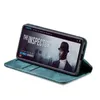 A smartphone in a teal flip case is displayed on a white background, showing a movie poster on its screen. Produktbild-Vorschau