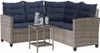 vidaXL Gartensofa in L-Form mit Tisch und Kissen Grau Poly Produktbild-Vorschau 1