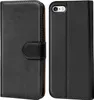 A black leather flip case for an iPhone 6 Plus/6S Plus is shown from the front and back. Podgląd zdjęcia produktu