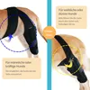 Two images of a dog wearing a knee brace, with instructional text and tips. Produktbild-Vorschau