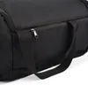 A close-up view of a black duffel bag, focusing on a zippered pocket and a handle. Produktbild-Vorschau