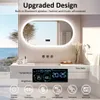 A modern bathroom vanity with a large LED mirror, featuring a digital display showing time, date, and temperature. Podgląd zdjęcia produktu
