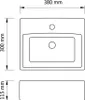 A technical drawing of a sink with dimensions indicated. Náhled obrázku produktu