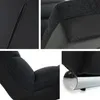 Collage of close-up shots of a black and gray armchair, highlighting its texture and metallic feet. Náhľad obrázku produktu
