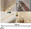 Darstellung verschiedener Einsatzmöglichkeiten von Handläufen aus Buche an der Wand, darunter Maßbild 190 cm Náhľad obrázku produktu