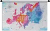 MuchoWow® Wandteppich Wandbehang Karte - Aquarell 60x40 cm Produktbild-Vorschau 1