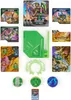 A collection of Bakugan toys, cards, and accessories laid out on a white background. Voir les images du produit